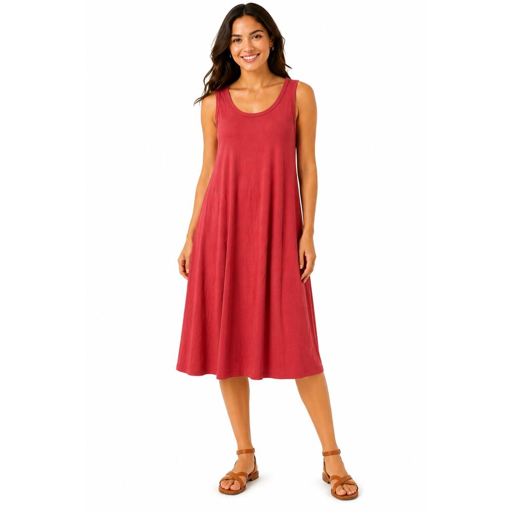 Soft Surroundings Santiago Tank Dress Size XL Midi Pockets Coral Pink